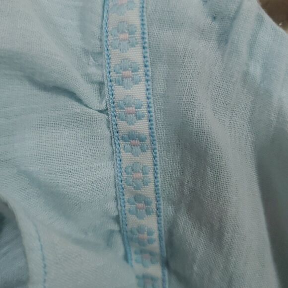 Vintage Girls Handmade Blue Dress Puff Sleeves Back Bow Bodice Pleats & Ruffles - Picture 4 of 11